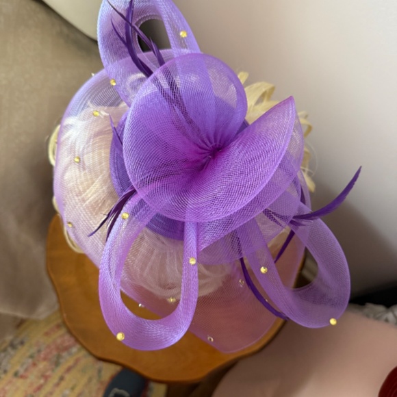 Fascinator, Purple, Headband Style, No Defects - Picture 3 of 4
